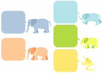 ゾウのファミリーイラスト　吹き出し付き