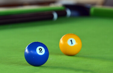 billiard balls on the table - Pool balls on green table