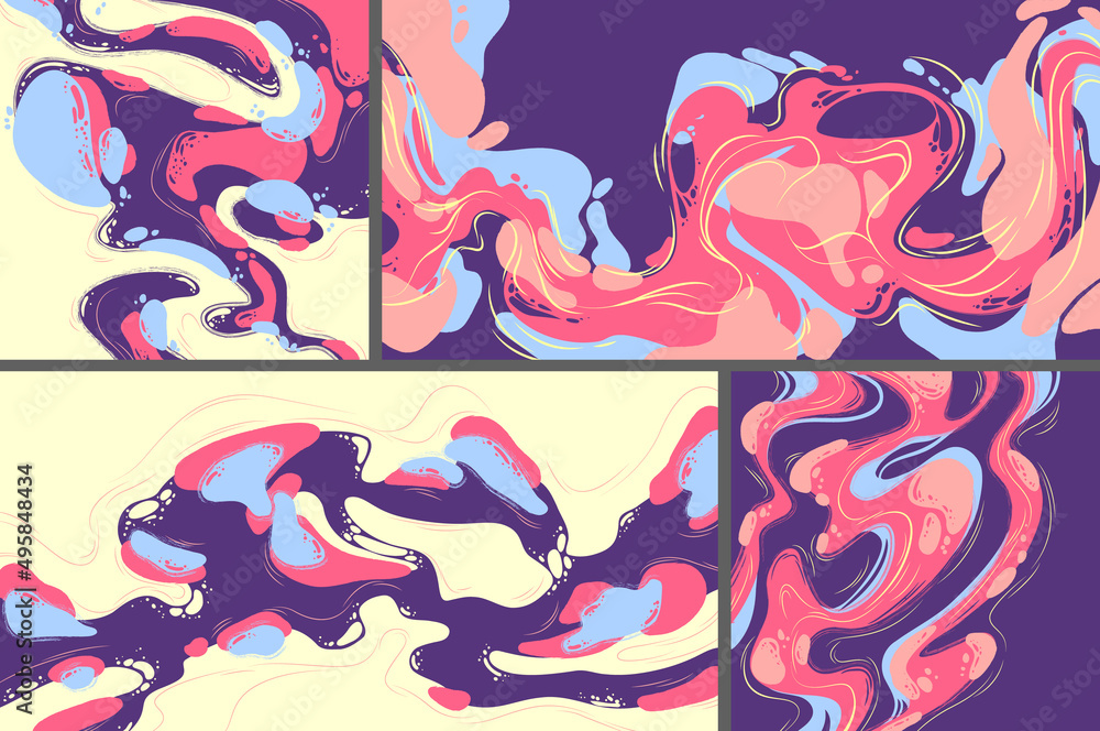 Poster modern backgrounds with abstract pattern of liquid blobs, flow shapes and lines. vector creative pos