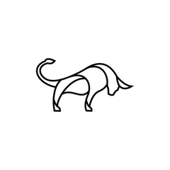 bull line art logo design icon vector illusrtration