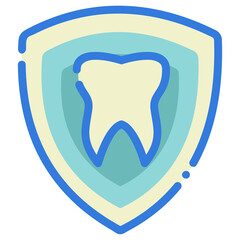 Dental Care Icon Illustration with Dashed Fill Line Style