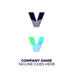 letter V wave logo. minimalist and simple modern vector illustration.