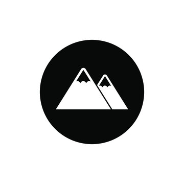 Mountain icon isolated vector black color.two mount concept icon.