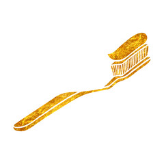 Hand drawn gold foil texture toothbrush illustration