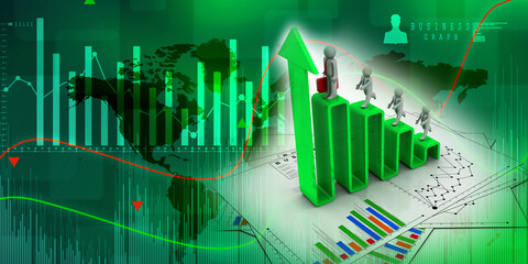 3d rendering Stock market online business concept. business Graph successful business team
