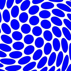 Simple wavy background.Blue  illustration of polka dots pattern with optical illusion, op art.Polka dots gradient pattern texture background. Abstract curves.Trendy wavy background.