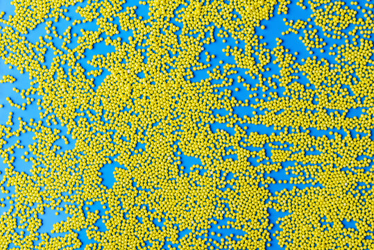 Abstract background. Yellow balloons on blue backdrop. Layout similar to the mapp
