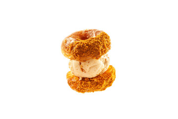 Lotus flavoured doughnut ice cream  gelato sandwich.