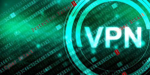 2d illustration VPN network security internet privacy encryption concept
    