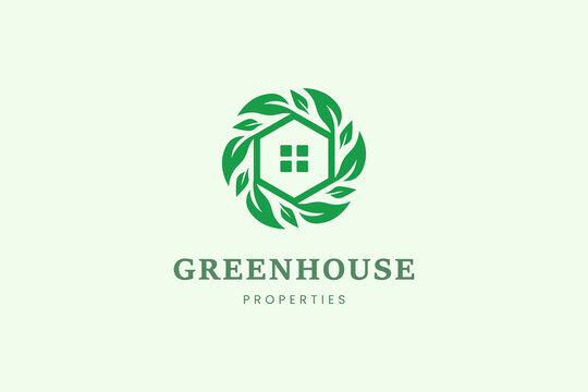 Home and leaf tree logo template for property or real estate business