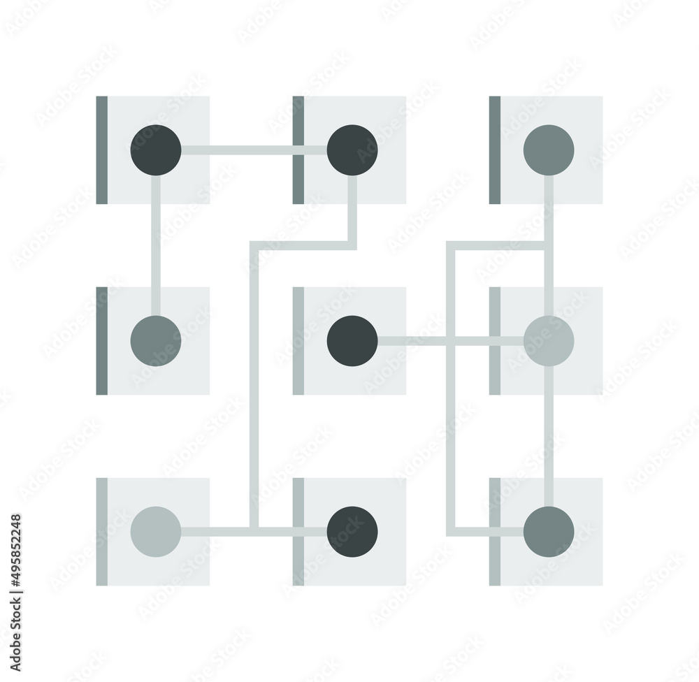Leinwandbilder Simple data link network blockchain system connect design template.