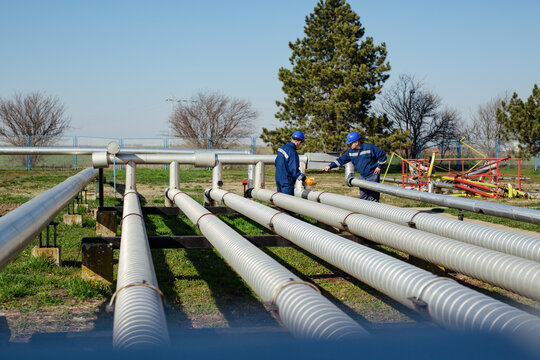 Engineer Checking Petrochemical Gas Pipeline