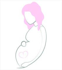 Pregnant girl. Lineart illustration on a white background. Vector graphics.