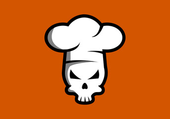 skull chef logo, suitable for restaurants, cafes, food brands, and others.