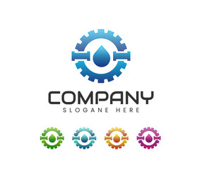 Plumbing logo design. Plumbing service, gear, adjustable wrench and pipe wrench, logo design