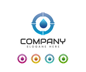 Circle Plumbing logo template design. Water logo template design. Water logo with modern frame vector design