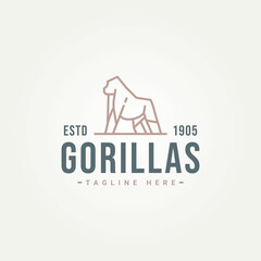 big strong gorilla simple minimalist line art logo icon template vector illustration design © BLAZYBONE