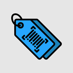 Barcode tag icon in filled line style about black friday, use for website mobile app presentation