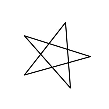 Contour black-and-white drawing of  a star, pictogram. Vector illustration. Coloring page.