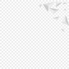 Greyscale Triangular Background Transparent Vector. Polygon Shape Banner. Grizzly Style Card. Fractal 3d. Silver Shard Illustration.