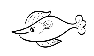  Cute Fish Kids Line Background. Sea life Illustration.