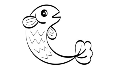  Cute Fish Kids Line Background. Sea life Illustration.