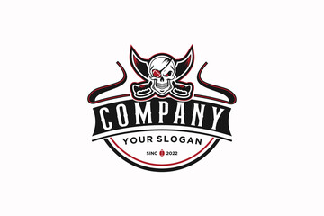 vintage skull logo, logo inspiration for your business.