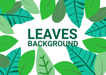 Summer banner, Tropical background with colorful leaves. Jungles vector illustration. Illustration on flat green background. For nature theme decoration, artwork design.