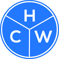 Obraz premium HCW letter logo design on white background. HCW creative circle letter logo concept. HCW letter design.