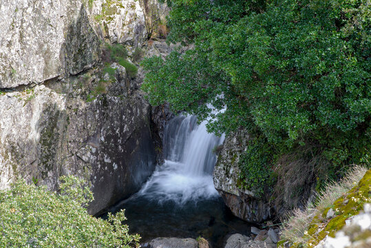 waterfall of pure and crystalline water in the rivers of Las Hurdes