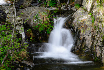 waterfall of pure and crystalline water in the rivers of Las Hurdes