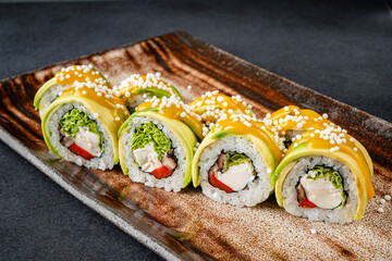 gourmet sushi on the dark background