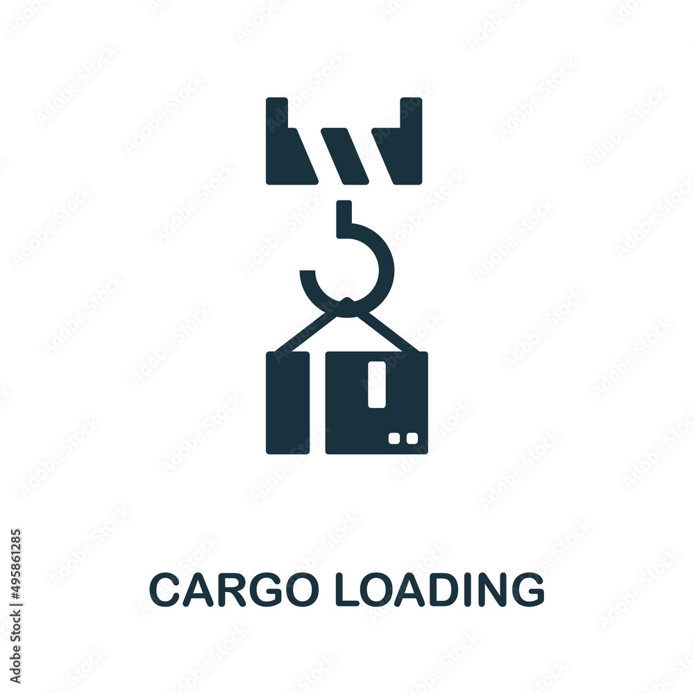 Poster cargo loading icon. monochrome simple cargo loading icon for templates, web design and infographics