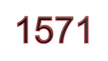 red 1571 number 3d effect white background
