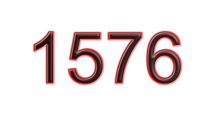 red 1576 number 3d effect white background