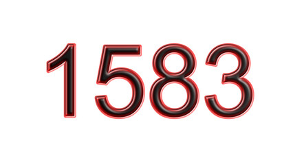red 1583 number 3d effect white background