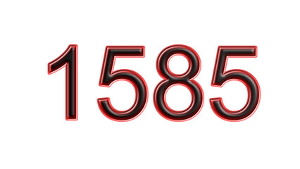 red 1585 number 3d effect white background
