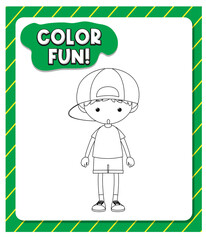 Worksheets template with color fun! text and boy outline