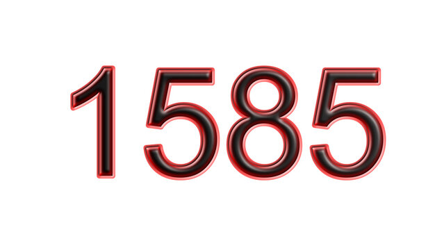 red 1585 number 3d effect white background