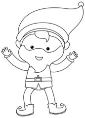 Garden gnome black and white doodle character
