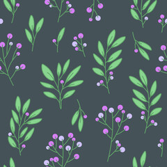 Seamless vector pattern with branch and leaves