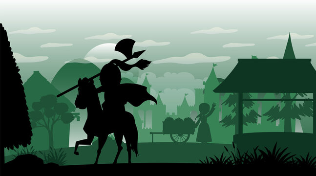Silhouette medieval cartoon background