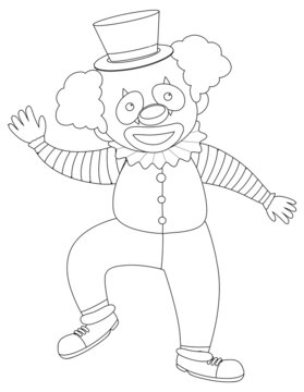 Clown black and white doodle character