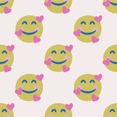 Obraz premium Seamless vector facial expression pattern. Repeat chat emoji background for fabric, textile, wrapping, cover etc. 