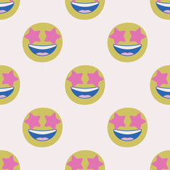 Seamless vector facial expression pattern. Repeat chat emoji background for fabric, textile, wrapping, cover etc.	