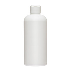 Cosmetic bottles with lid isolated on white background. Bottle with hand sanitizer. Antimicrobial liquid gel. Hand hygiene. Shampoo bottle. Medicine bottle. Liquid soap.