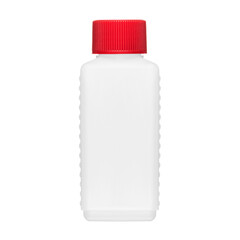 Transparent cosmetic bottles with a cap isolated on a white background. Bottle with hand sanitizer. Antimicrobial liquid gel. Hand hygiene. Shampoo bottle. Medicine bottle. Liquid soap.