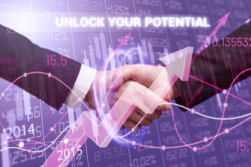 Business, Technology, Internet and network concept. Financial Graph. Stock Market chart. Forex Investment: Unlock your potential