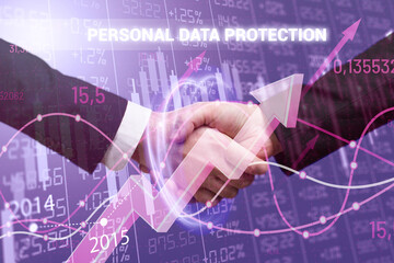 Business, Technology, Internet and network concept. Financial Graph. Stock Market chart. Forex Investment: Personal data protection