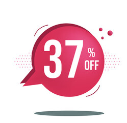 Discount banner for sales. 37 percent off on red balloon.